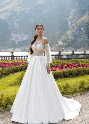 Ivory Lace Satin Button Back Wedding Dress Ivory Lace Satin Button Back Wedding Dress